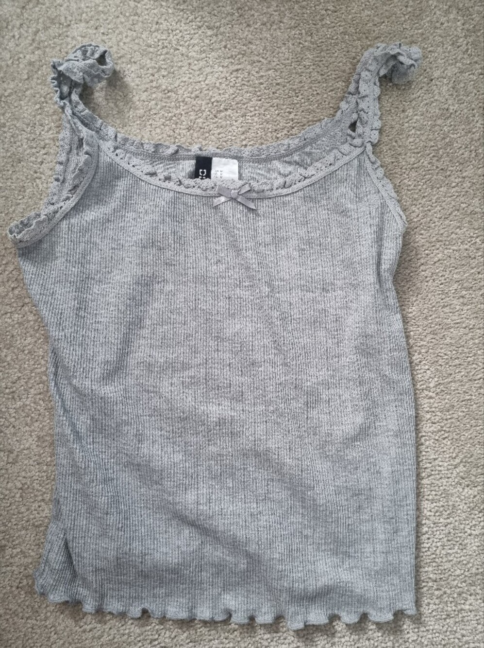 Gray Lace Trim Tank Top